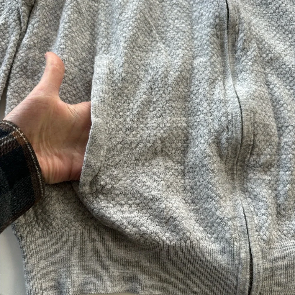 Banana Republic Light Gray Burgundy Stripe Full Zip Cardigan Size Large